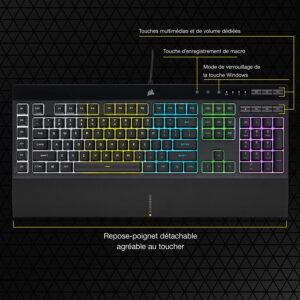 Corsair K55 RGB PRO Clavier Gaming à Membrane Filaire