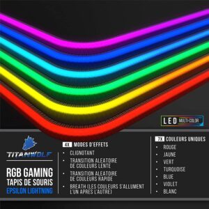 TITANWOLF – RGB Tapis de Souris Gaming XXL